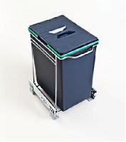 Выдвижное мусорное ведро, с шариковыми направляющими донного крепления, одинарное